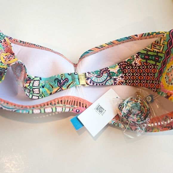 BLEU BY ROD BEATTIE Seriously Sunny Bandeau Bikini Top Multi swimsuit New - Picture 9 of 16